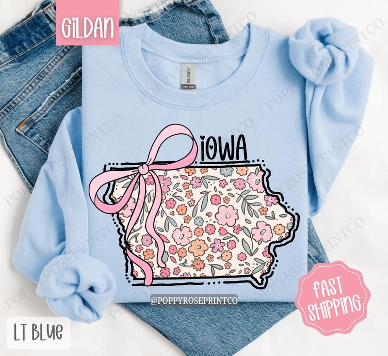Iowa Floral Sweatshirt, Cute Iowa Sweatshirt, Iowa State Sweatshirt T-Shirts, Hoodie | HypeDripTees.com