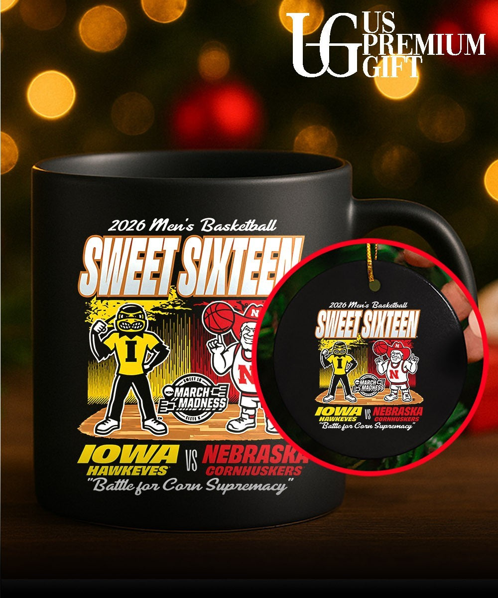 Iowa Hawkeyes vs Nebraska Cornhuskers 2026 Men’s basketball Sweet Sixteen Battle for Corn Supremacy shirt