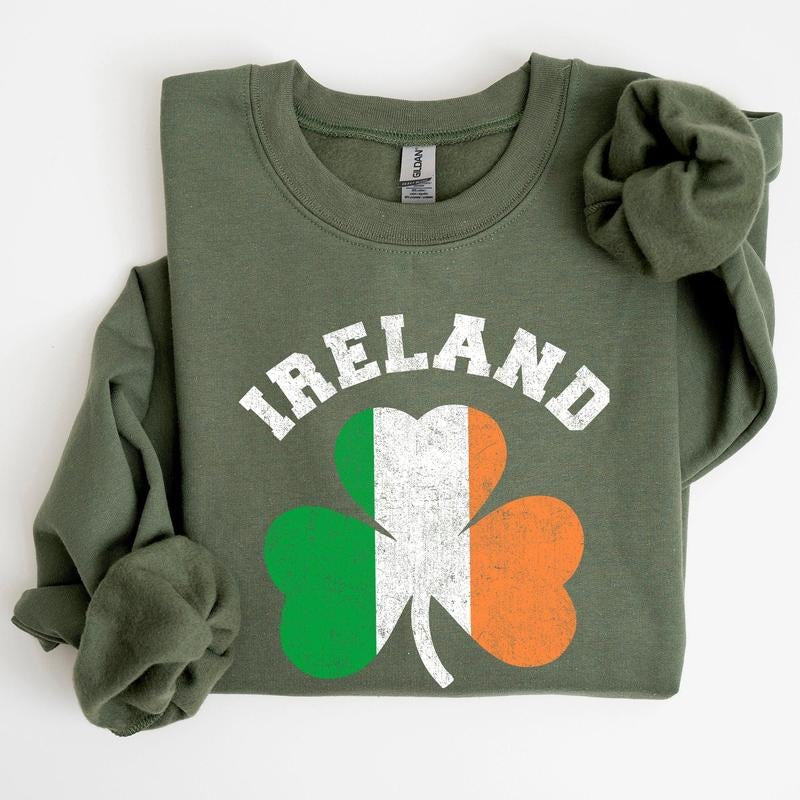 Ireland Shamrock Flag, St Patrick's Day Sweatshirt T-Shirts, Hoodie | HypeDripTees.com