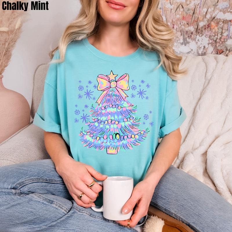 Iridescent Christmas Tree Comfort Colors T-Shirt 'NLB' Hoodie, Sweatshirt | HypeDripTees.com
