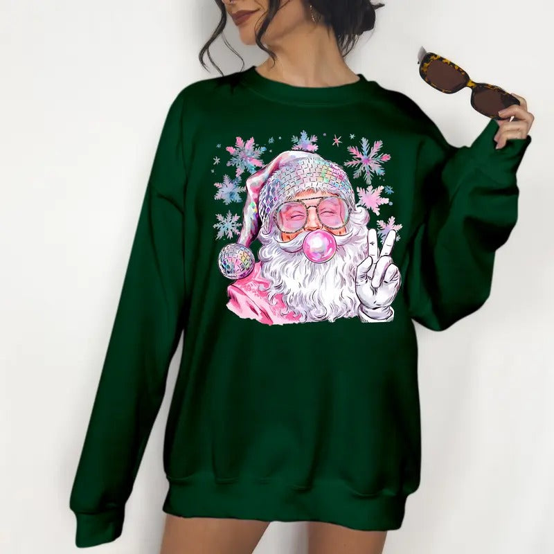 Iridescent Santa - DTF Print Unisex Sweatshirt, Christmas Crewneck Sweatshirt T-Shirts, Hoodie | HypeDripTees.com
