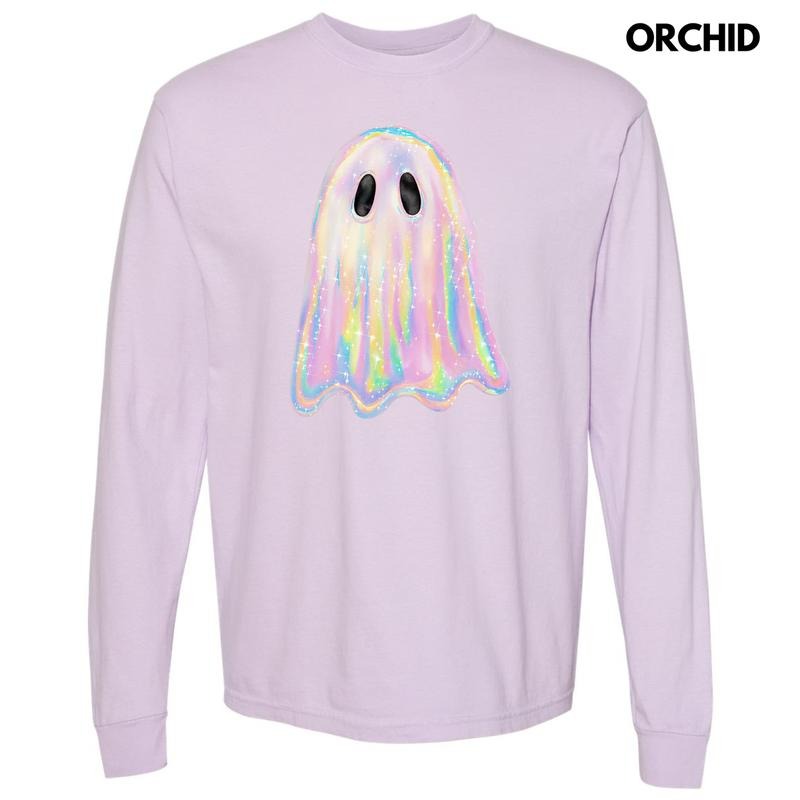 Iridescent Shimmer Ghost Long Sleeve Comfort Colors T-Shirt 'NLB' Hoodie, Sweatshirt | HypeDripTees.com
