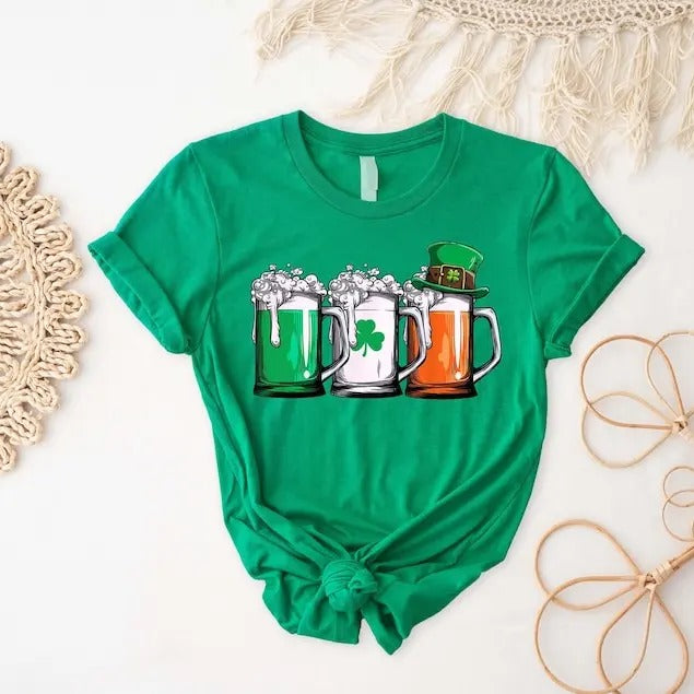 Irish Beer St. Patrick's Day Shirt, Paddy's Day Drinking Team Tee, Shamrock & Ireland Flag Shirt, Perfect Gift For Beer...