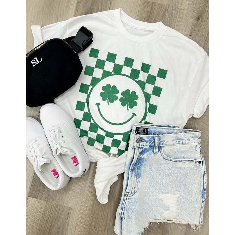 'Irish Eyes are Smiling' Shamrock Check T-Shirt, St Patrick's Day Hoodie, Sweatshirt | HypeDripTees.com