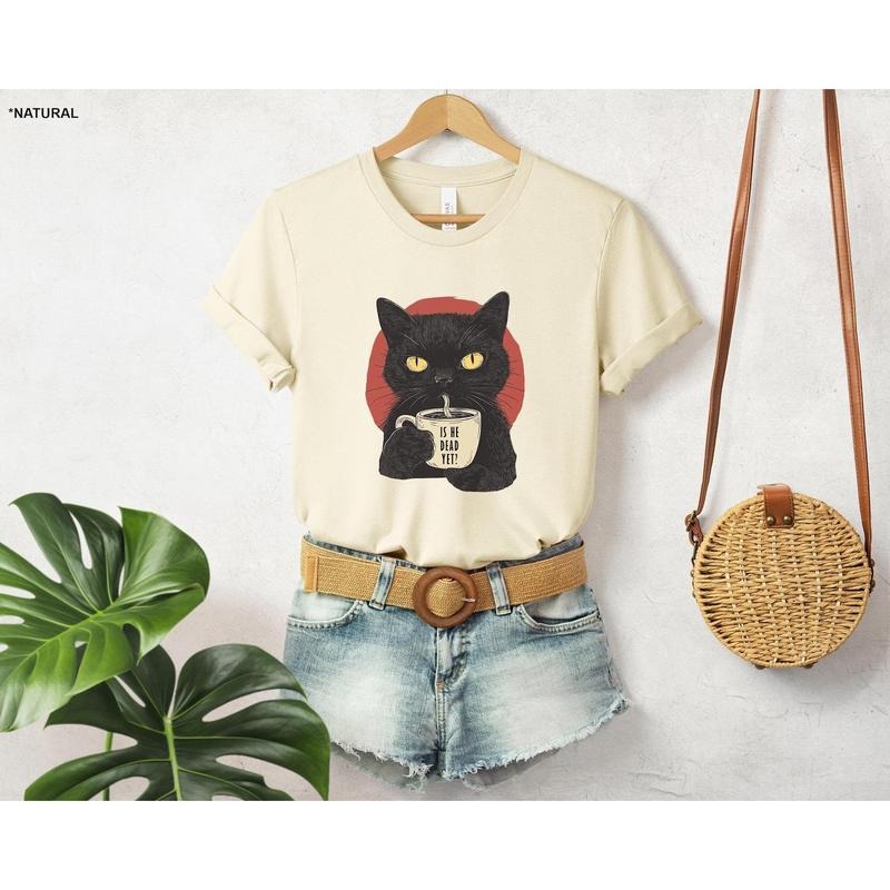 Is He Dead Yet Black Cat Shirt, Anti Trum Protest Shirt, Political Shirt, Subtle FDT, Funny Cat Shirt, Political Shirt,...