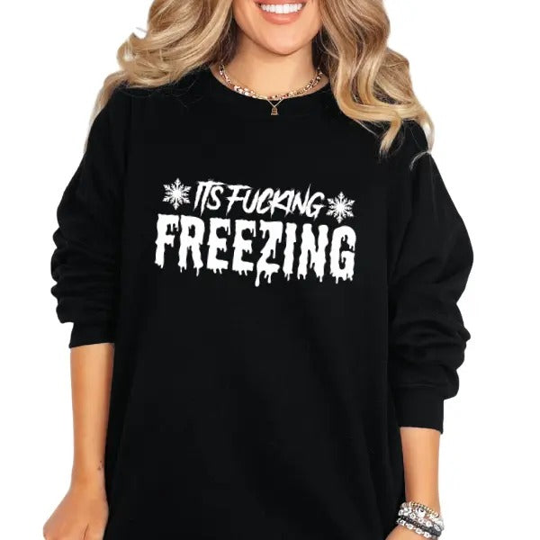 It Is Fuc$ing Freezing Graphic Tee, Sweatshirt, or Hoodie | Edgy Goth Grunge Skull Shirt | Dark Alternative Fashion |...