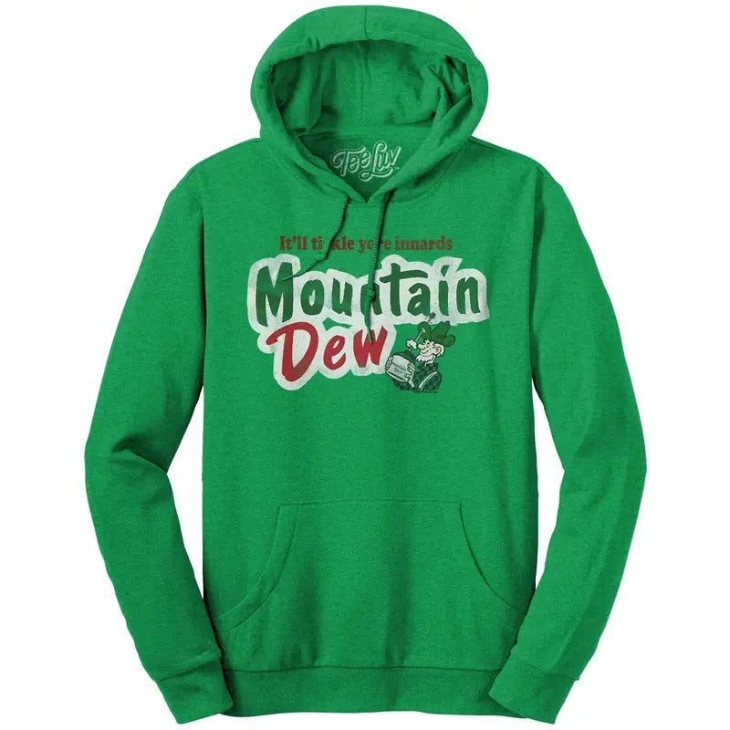 It'll Tickle Your Innards Mt Dew Pullover Hooded Sweatshirt - Green T-Shirts, Hoodie | HypeDripTees.com