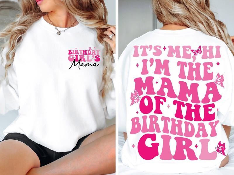 It's Me, Hi I'm The Mama of the Birthday Girl shirt Birthday Girl shirt Preppy Smiley Groovy Retro Wavy Birthday...