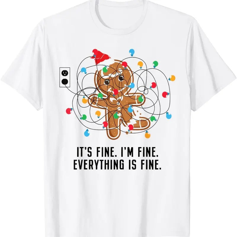 Its Fine Im Fine Everything is fine Ugly Christmas Lights T-Shirt Hoodie, Sweatshirt | HypeDripTees.com