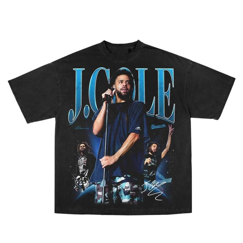 J. Cole Print Short Sleeve Graphic Unisex T-Shirt Menswear Top Man Tshirt Streetwear Shortsleeve Crewneck Hoodie, Sweatshirt
