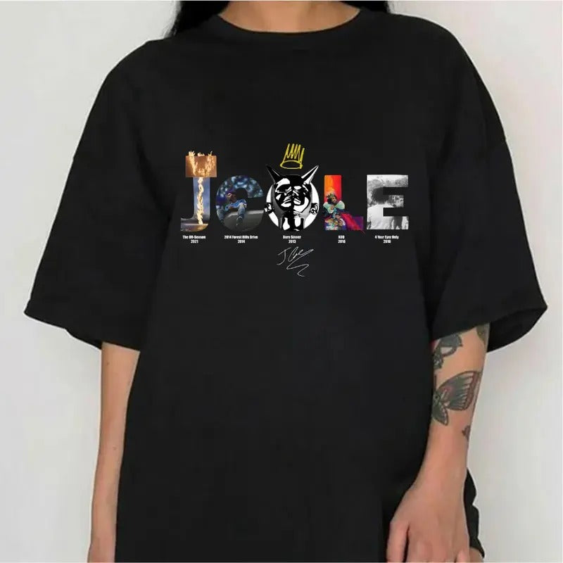 J C0le Best Albums ,  Graphic Shirt, Old School 90s Throwback Tee Hoodie, Sweatshirt | HypeDripTees.com