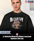 J.J. McCarthy Minnesota Vikings swag head signature shirt