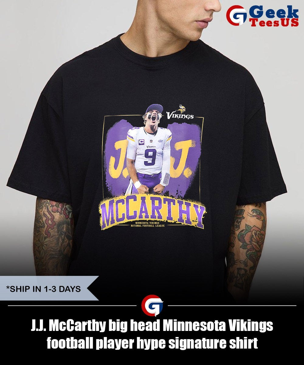 J.J. McCarthy big head Minnesota Vikings football player hype signature shirt