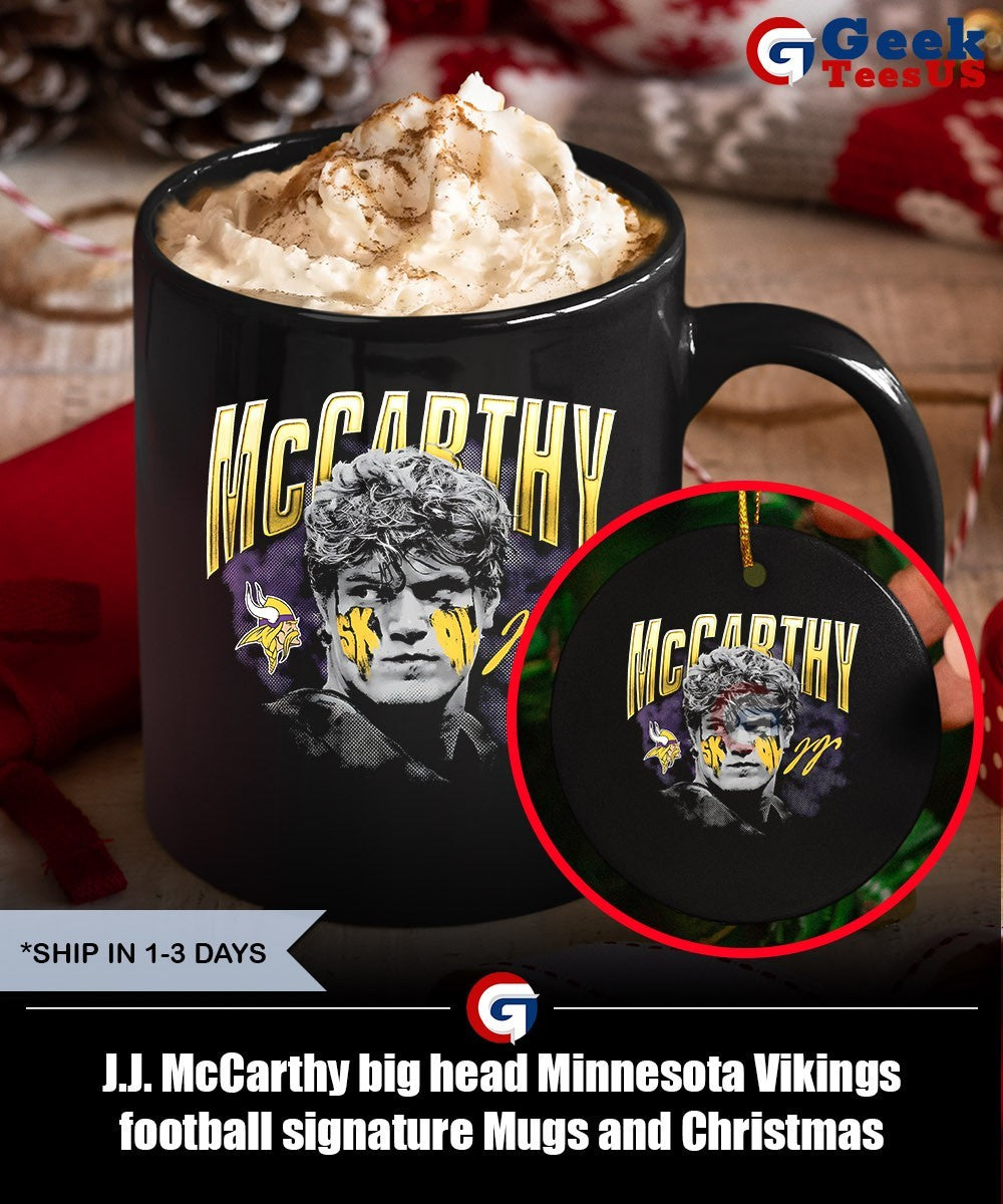 J.J. McCarthy big head Minnesota Vikings football signature shirt