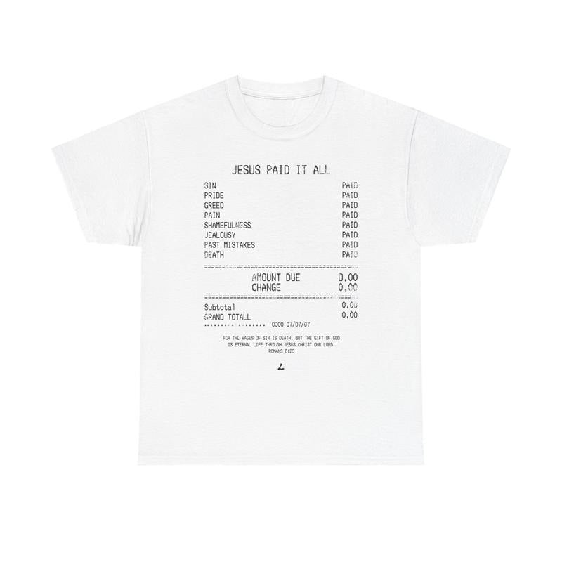 JESUS PAID IT ALL TEE - DISTRESSED LETTERING  Cotton Shirt Classic Classic Hoodie, Sweatshirt | HypeDripTees.com