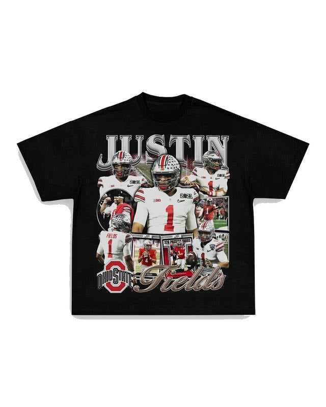 JUSTIN FIELDS - OSU TEE Print Short Sleeve T-Shirt Menswear Top Crewneck Underwear Tshirt Streetwear Man Tropical...