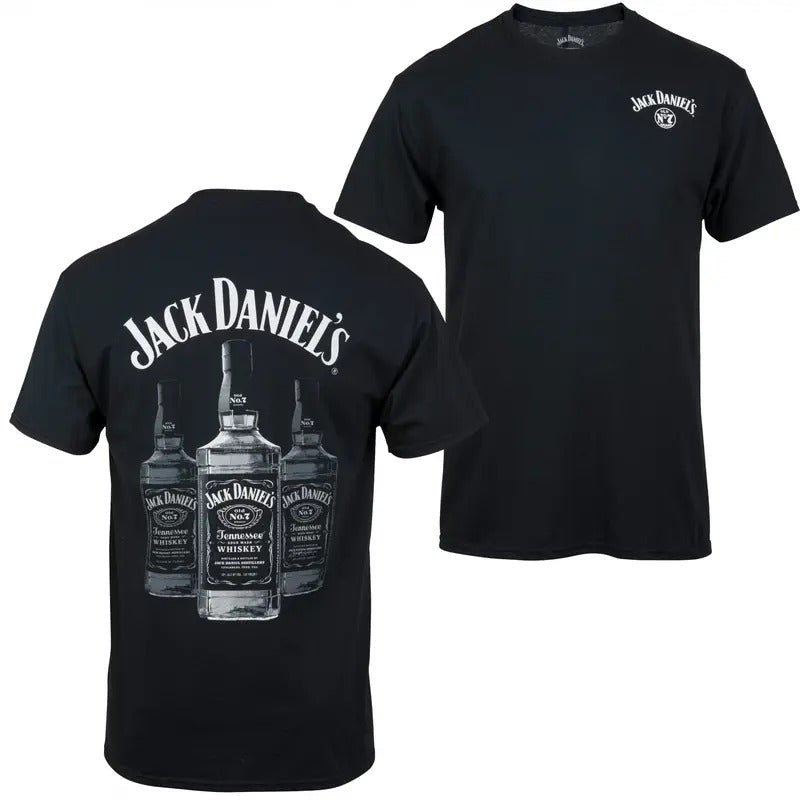 Jack D Triple Whisky Bottles Front and Back Print T-Shirt Hoodie, Sweatshirt | HypeDripTees.com