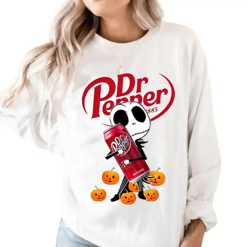 Jack Hug Dr Pepper Halloween Sweatshirt Retro Clothing Fitted T-Shirts, Hoodie | HypeDripTees.com