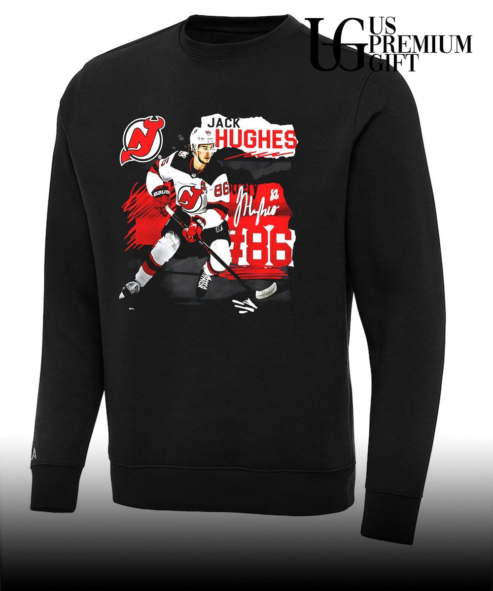 Jack Hughes 86 player New Jersey Devils NHL signature shirt