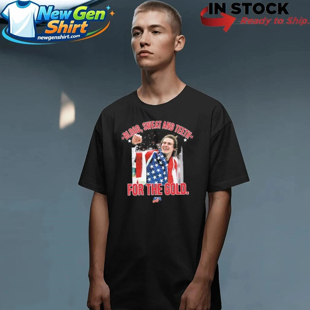 Jack Hughes Blood Sweet And Teeth For The Gold USA Hockey Shirt