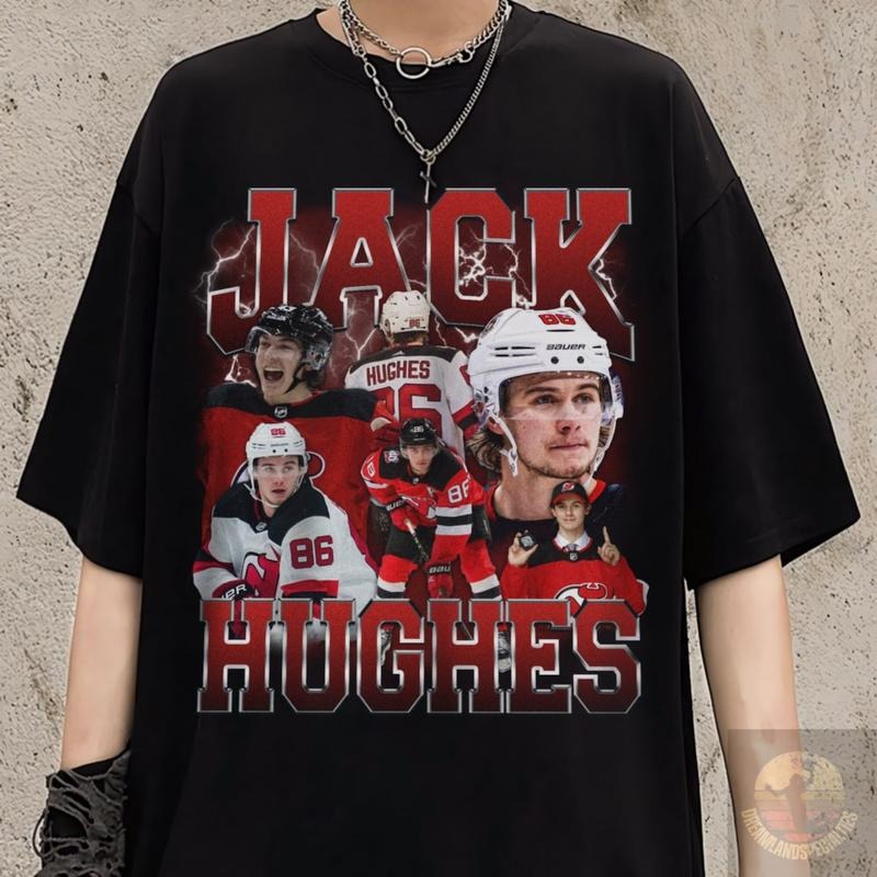Jack Hughes New Jersey Hockey Shirt, Devils Hockey Shirt, Hockey 90s Vintage Fan Gift Classic Cotton Fabric Menswear...