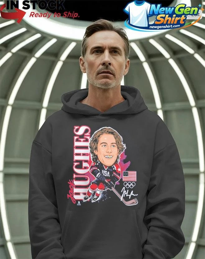 Jack Hughes USA Hockey Gold Medal Caricature Shirt