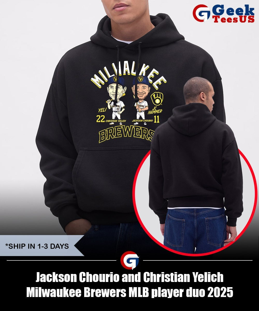 Jackson Chourio and Christian Yelich Milwaukee Brewers MLB player duo 2025 caricature shirt