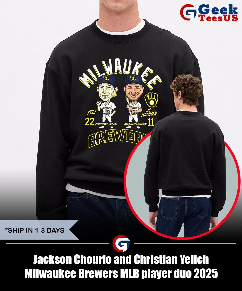 Jackson Chourio and Christian Yelich Milwaukee Brewers MLB player duo 2025 caricature shirt