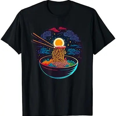 Japanese Moon Ramen Graphic Neon Retro Anime Noodles Art TShirt Hoodie, Sweatshirt | HypeDripTees.com