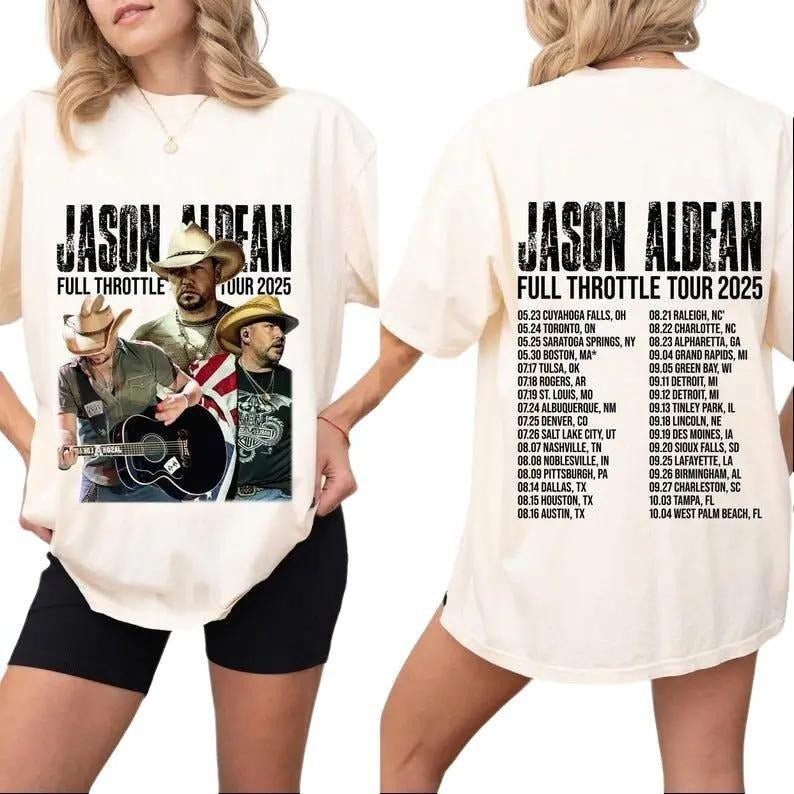 Jas0nn Aldean Full Throttle Tour 2025 T-Shirt, Retro 90s Tour 2025 Graphic Tee, Hot Hit Statement for Fans Hoodie, Sweatshirt