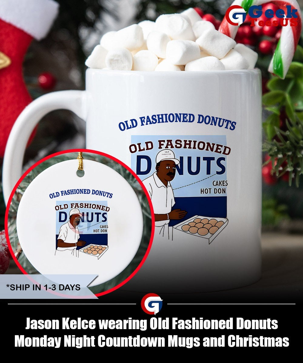 Jason Kelce wearing Old Fashioned Donuts Monday Night Countdown shirt