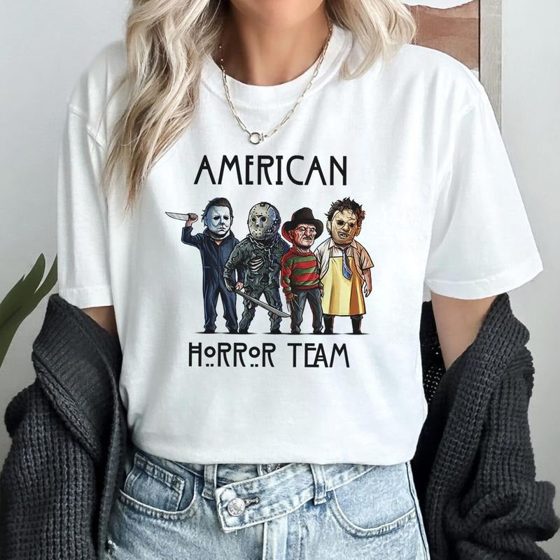 Jason Voorhees Michael Myers Freddy Krueger  American Horror Scary Spooky Horror T-Shirt Hoodie, Sweatshirt