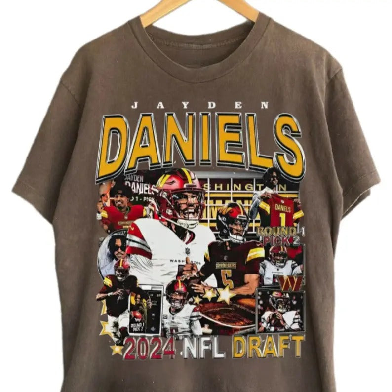 Jayden Daniels Shirt, Trendy Football T-shirt, Classic 90s Graphic Tee Unisex, Fan Gift Hoodie, Sweatshirt | HypeDripTees.com