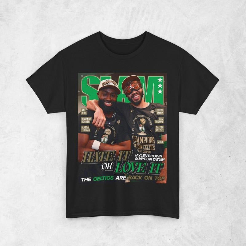 Jayson Tatum & Jaylen Brown T-Shirt, Boston Slam Cover T-Shirt, Unisex Sports Tee, Vintage Retro Basketball T-Shirt, Gift...