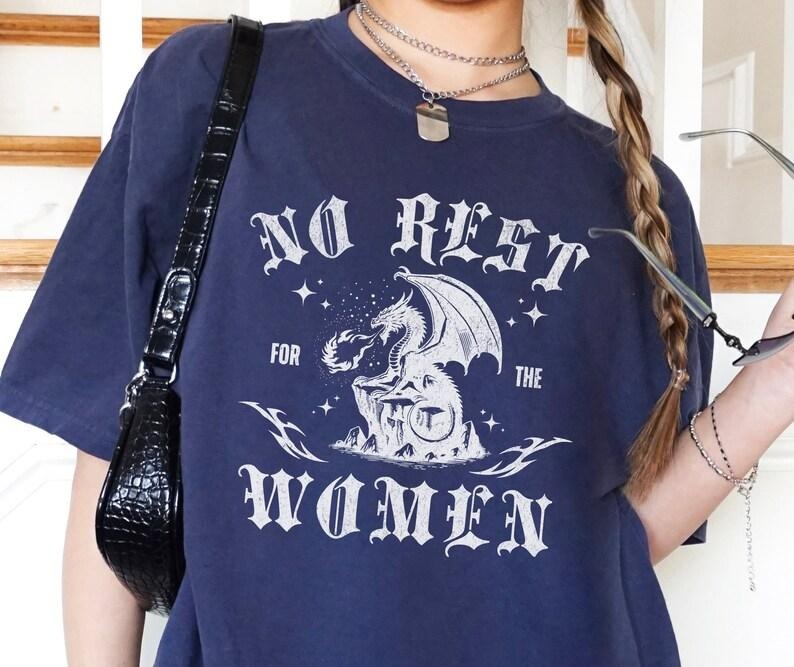 Jessie J Ross No Rest for the Women T Shirt, Dragon Death Metal Feminist Tee, Retro Vintage Graphic Fantasy Shirt, Unisex...