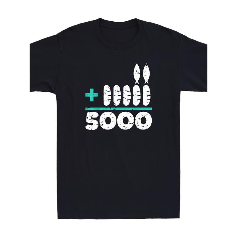Jesus 2 Fishes 5 Breads 5000 Chosen Against The Current Funny Meme Men'S T-Shirt Soft And Comfortable Round Neck