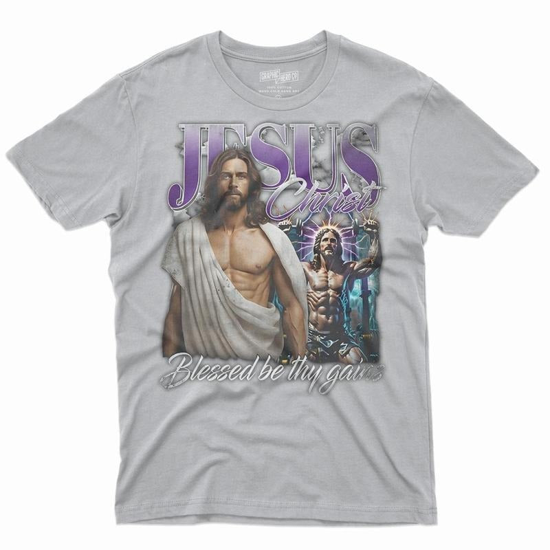 Jesus Blessed Be Thy Gains Portrait T-Shirt DRG, Graphic Men Tees Hoodie, Sweatshirt | HypeDripTees.com
