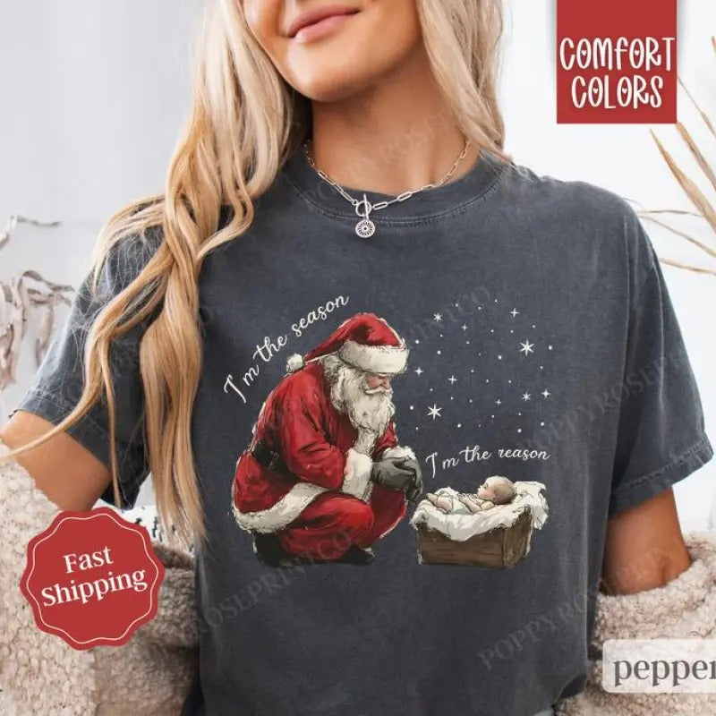 Jesus Christmas Shirt , Religious Xmas Tshirt, Women's Holiday Tee Hoodie, Sweatshirt | HypeDripTees.com