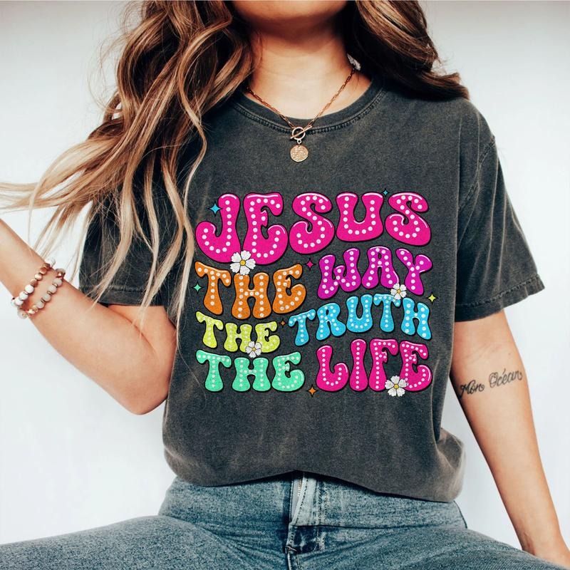 Jesus Groovy Shirt for Her, The Way The Truth The Life Shirt, Christian Shirt for Women, Dot Dalmatian Christian Tee,...