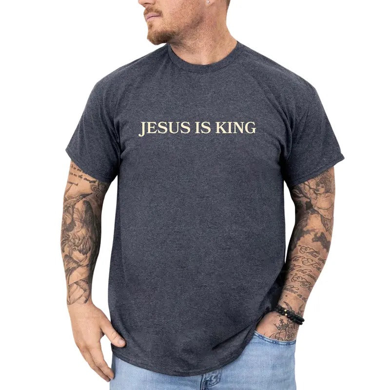 Jesus Is King Graphic Tee, Jesus Lover T-shirt For Men, Christian Shirt, Bible Verse Men Tee, Faith Based Clothing,...