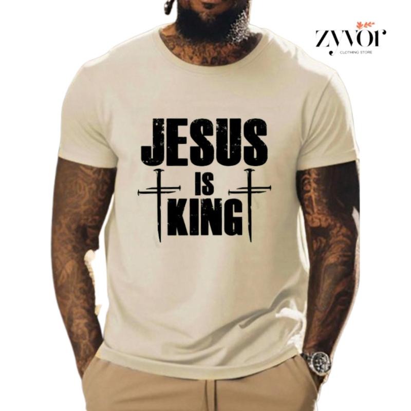 Jesus Is King Shirt Casual Style Crew Neck Short Sleeve T-Shirt Tops Trendy for Unisex, Perfect Gift Hoodie, Sweatshirt
