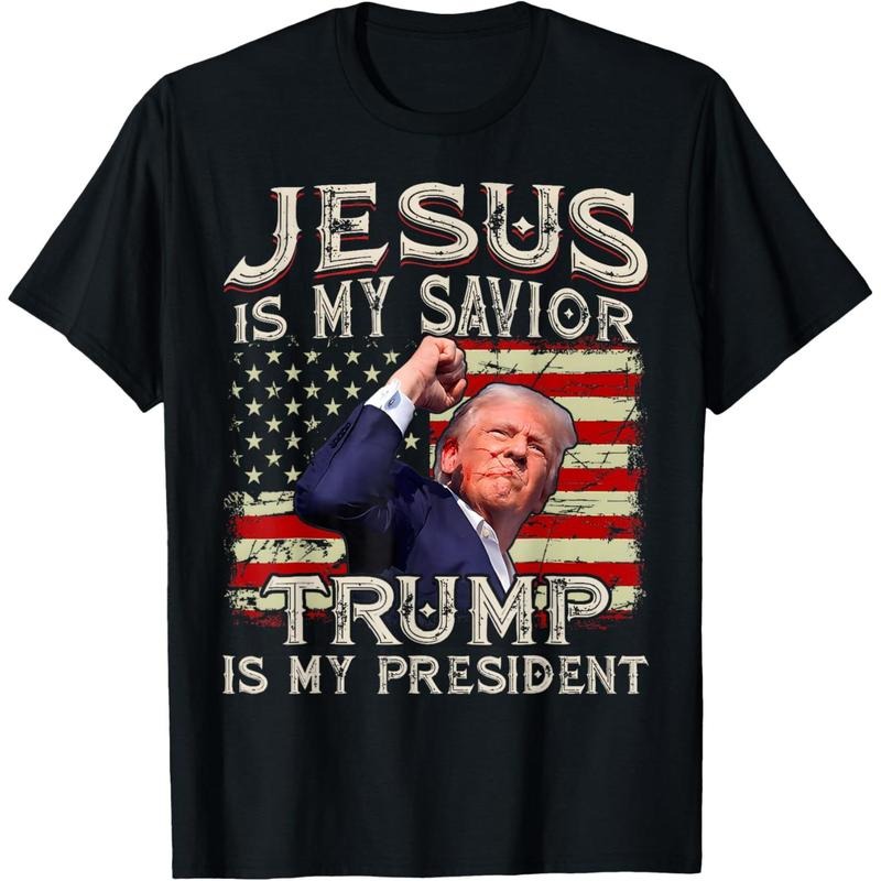 Jesus Is My Savior Trump Is My President American Flag T-Shirt made in usa Hoodie, Sweatshirt | HypeDripTees.com