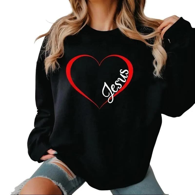 Jesus Is My Valentine Christian Sweatshirt Casual Style Fleece Fabric Crewneck Pullover Sweatshirt Tops Trendy for...