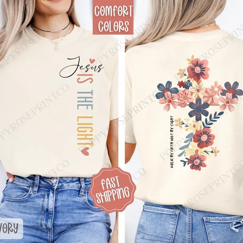 Jesus Is The Light Shirt Comfort Colors, Religious Women's Tee, Religious Women's Tshirt Hoodie, Sweatshirt