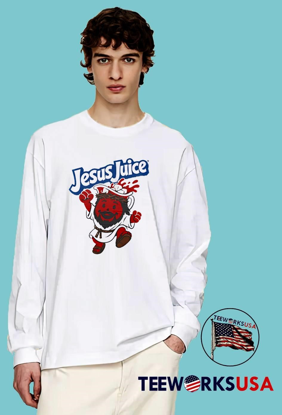 Jesus Juice T-Shirt Red Kool-Aid Man Wearing Crown shirt