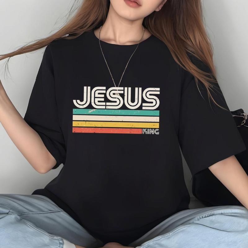 Jesus King T-Shirt Casual Style Crew Neck Short Sleeve T-Shirt Tops Trendy for Unisex Hoodie, Sweatshirt | HypeDripTees.com