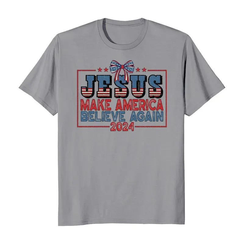 Jesus Make America Believe Again 2024 Election T-Shirt Hoodie, Sweatshirt | HypeDripTees.com