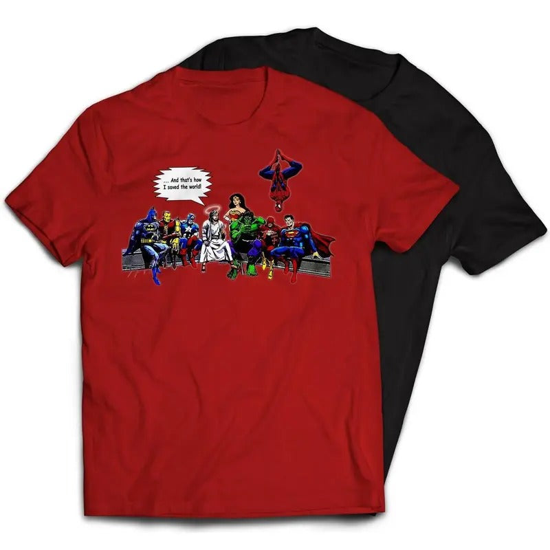 Jesus Superheroes And That's How I Saved The World T-Shirt Hoodie, Sweatshirt | HypeDripTees.com