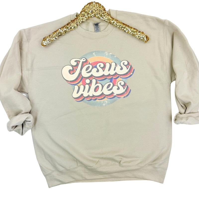 Jesus Vibes Retro Sweatshirt T-Shirts, Hoodie | HypeDripTees.com