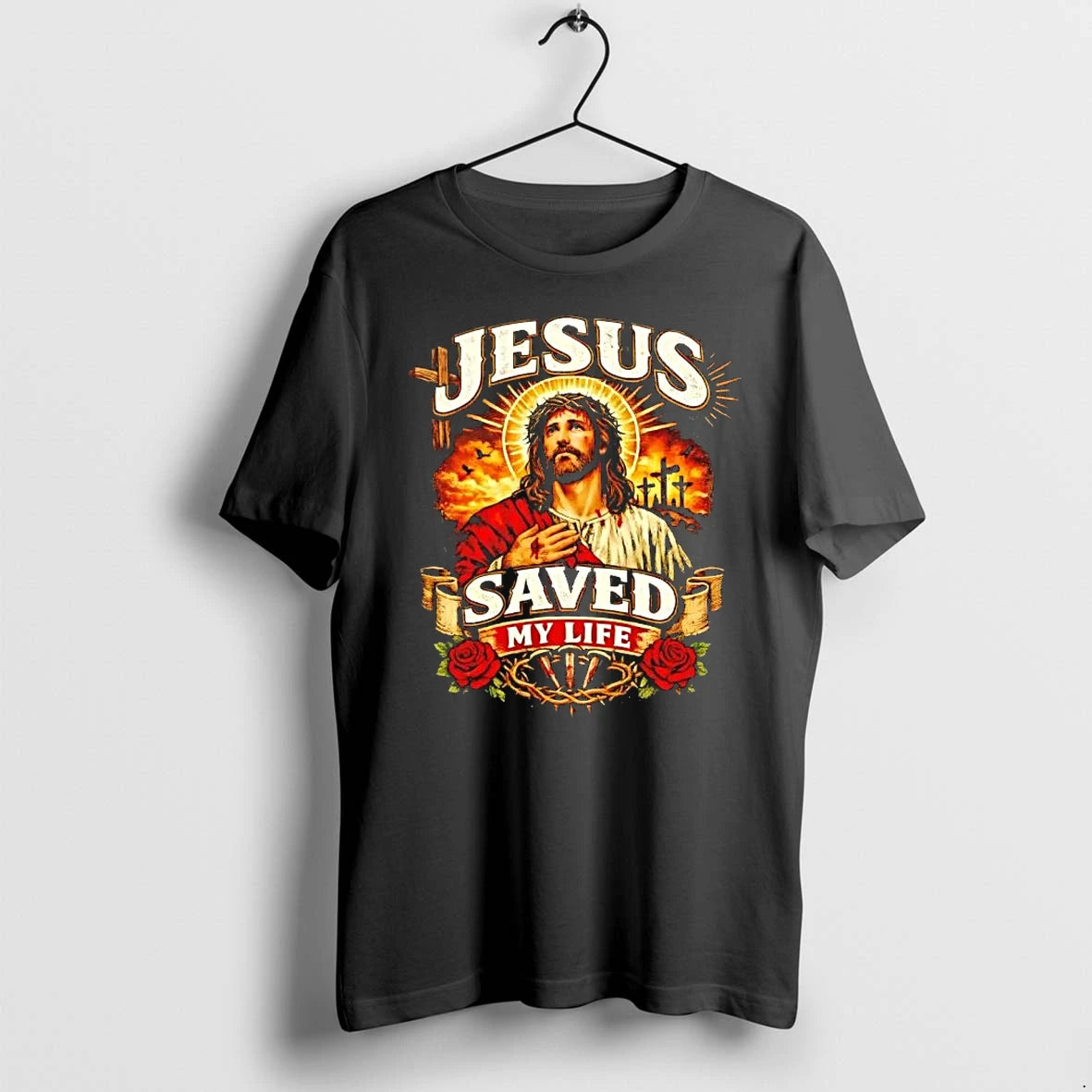 Jesus Saved My Life Rose Flower Tshirts Sweater Hoodie, Sweatshirt | HypeDripTees.com